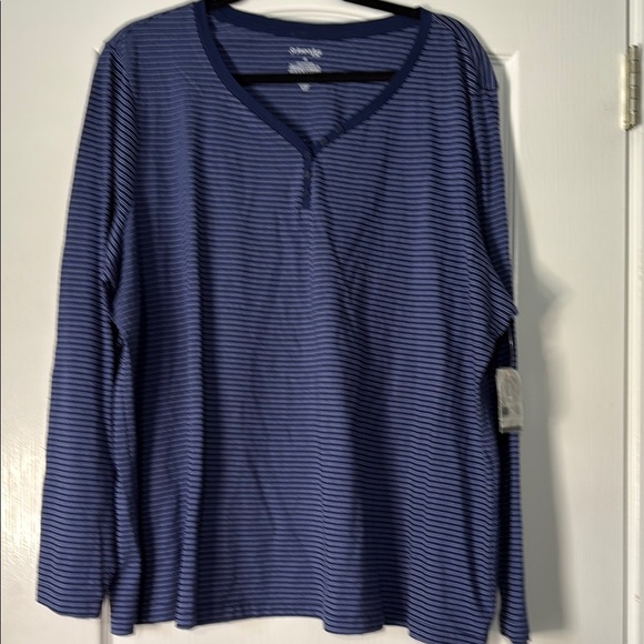 St John’s Bay Blue Striped Long Sleeve Shirt Women’s Size 2X - Picture 1 of 1